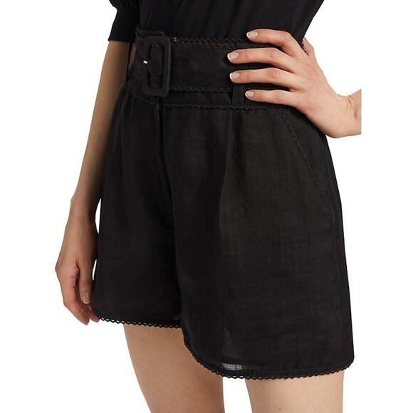 Veronica Beard Hobbes Belted Shorts in Black 4 - Picture 2 of 6